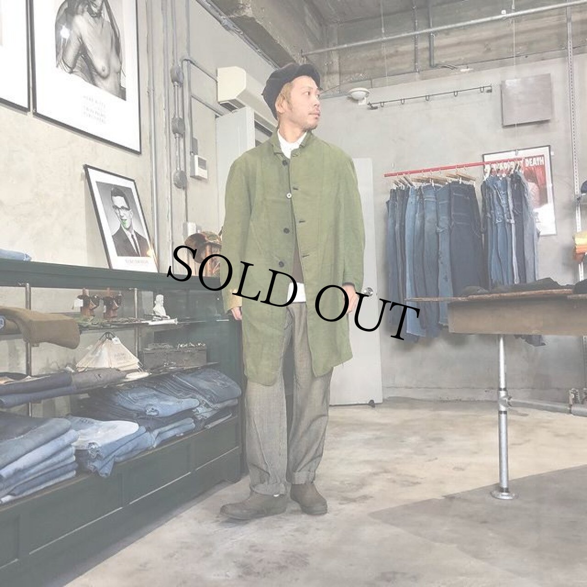 画像5: VINTAGE British Army グリーンデニムコート (5)