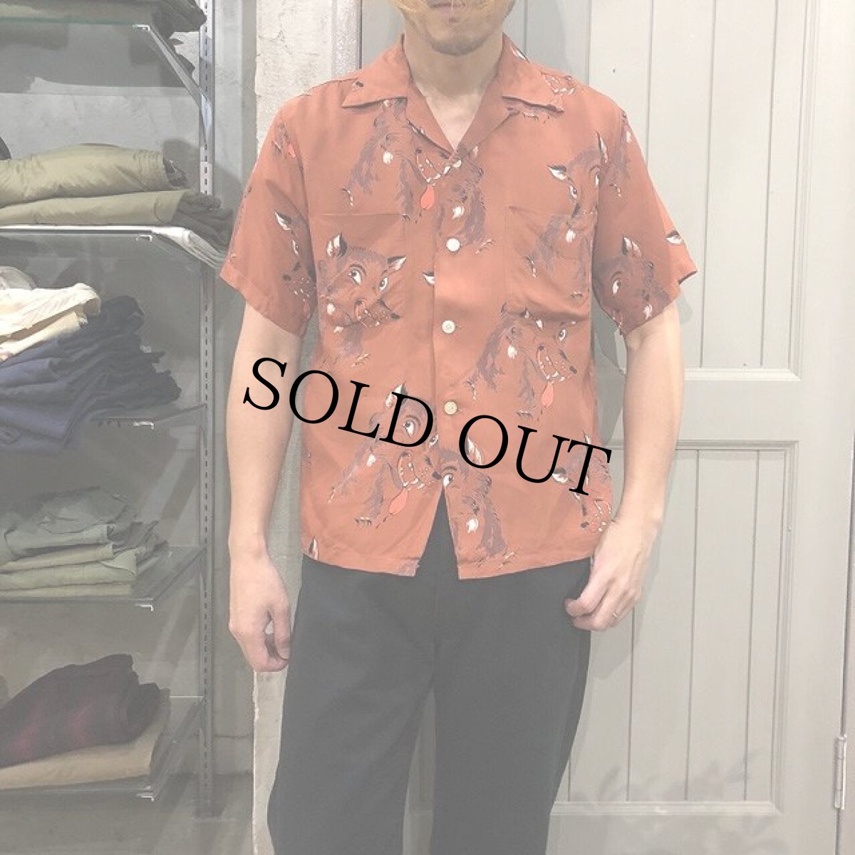 画像2: 50's Holiday WOLF Rayon Shirt S (2)