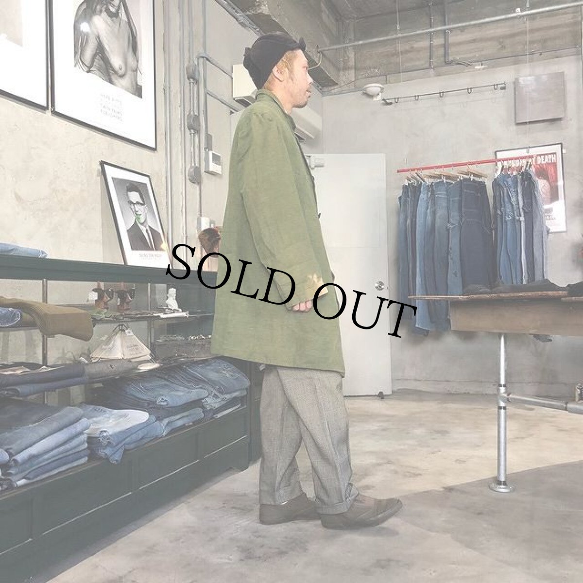 画像4: VINTAGE British Army グリーンデニムコート (4)