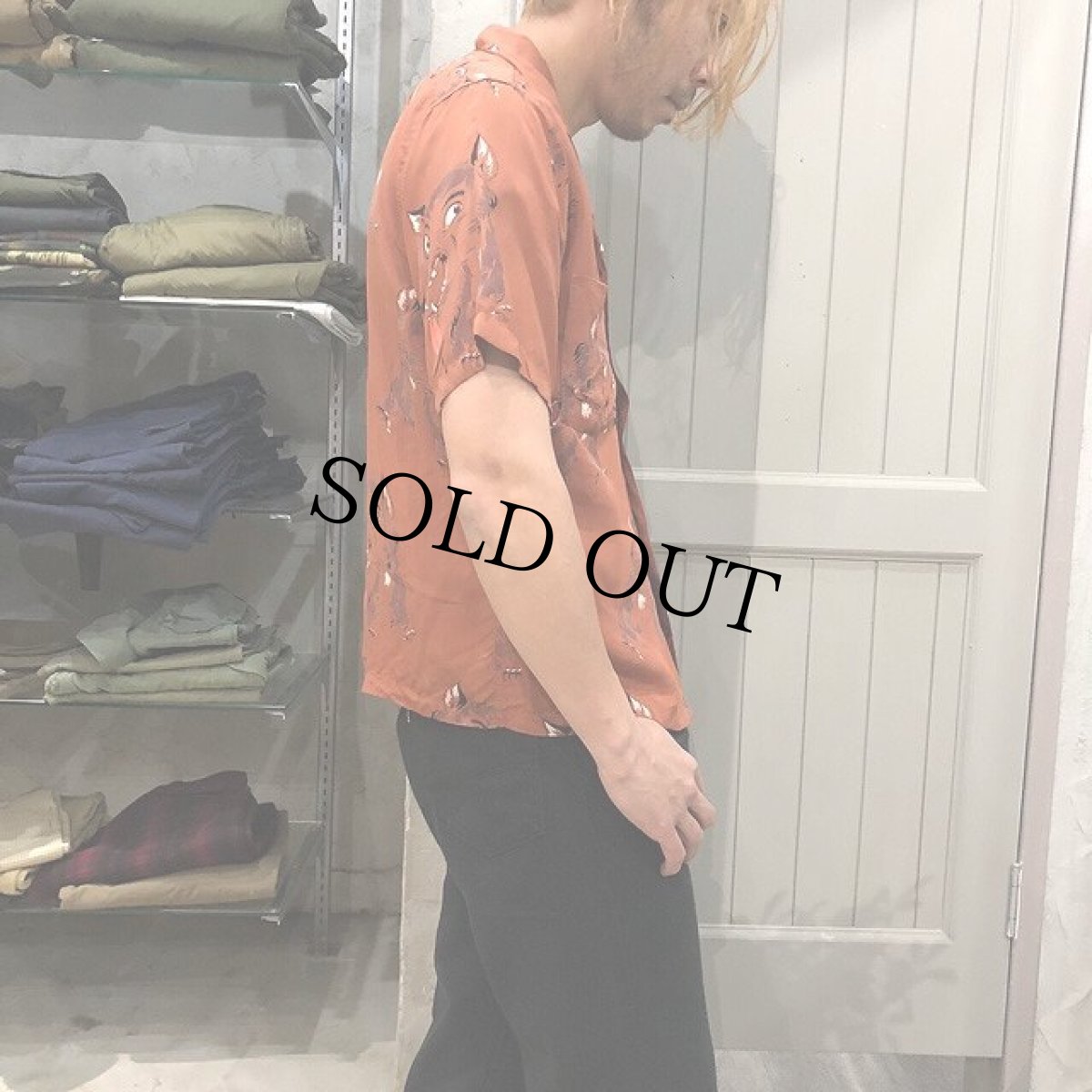 画像3: 50's Holiday WOLF Rayon Shirt S (3)