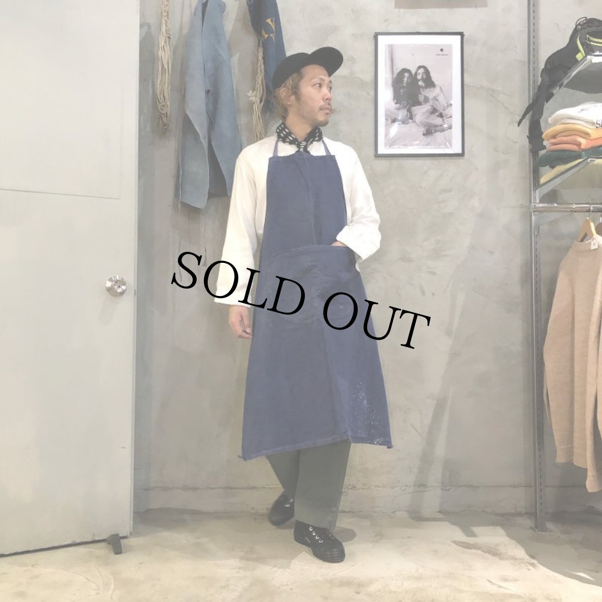 画像1: 40's France Indigo Farmers Apron (1)