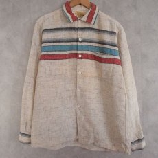 画像1: 50's ALEXANDER'S WESTCHESTER ストライプ×カスリ Wool Shirt (1)
