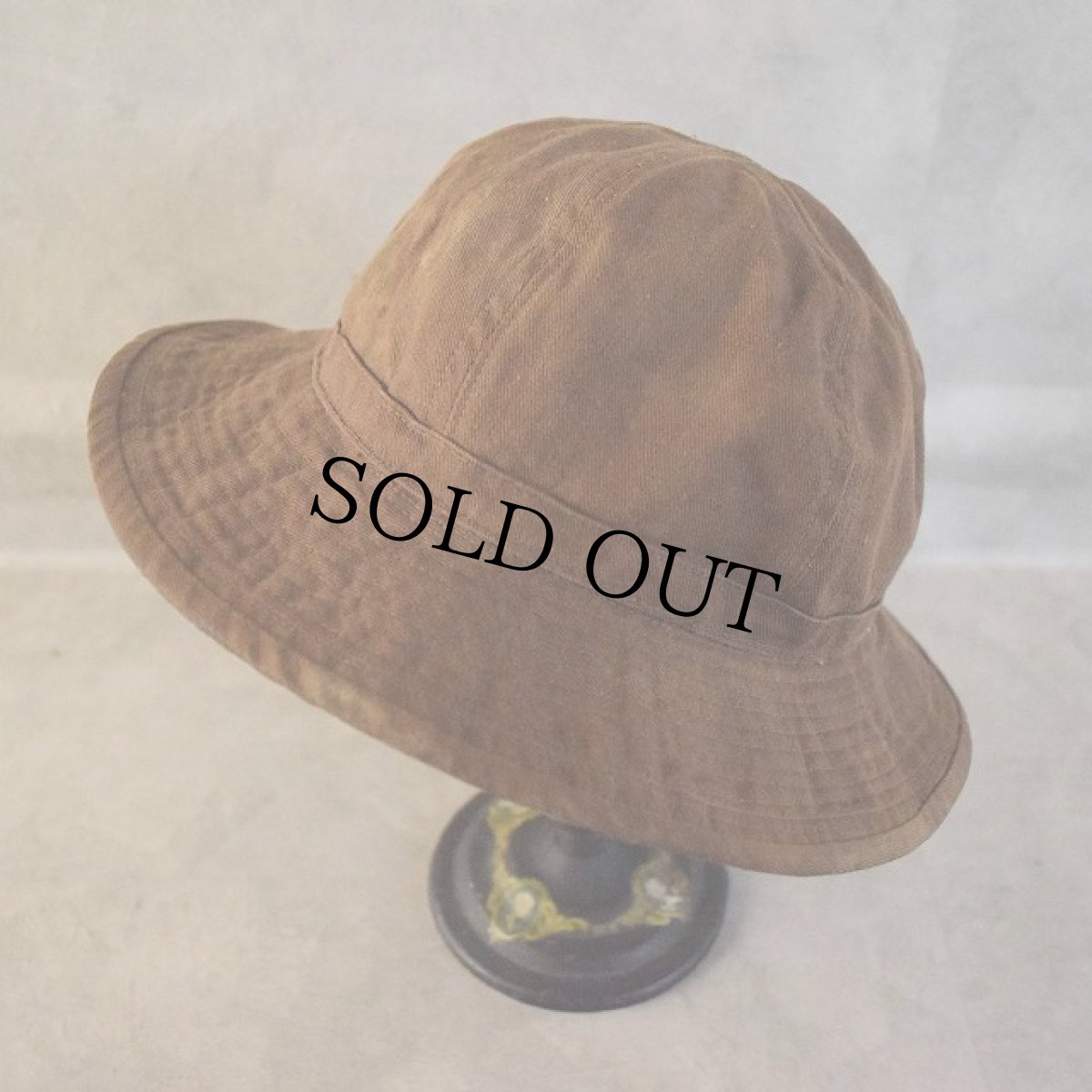 画像1: WWI U.S.ARMY Brown Denim Hat? (1)