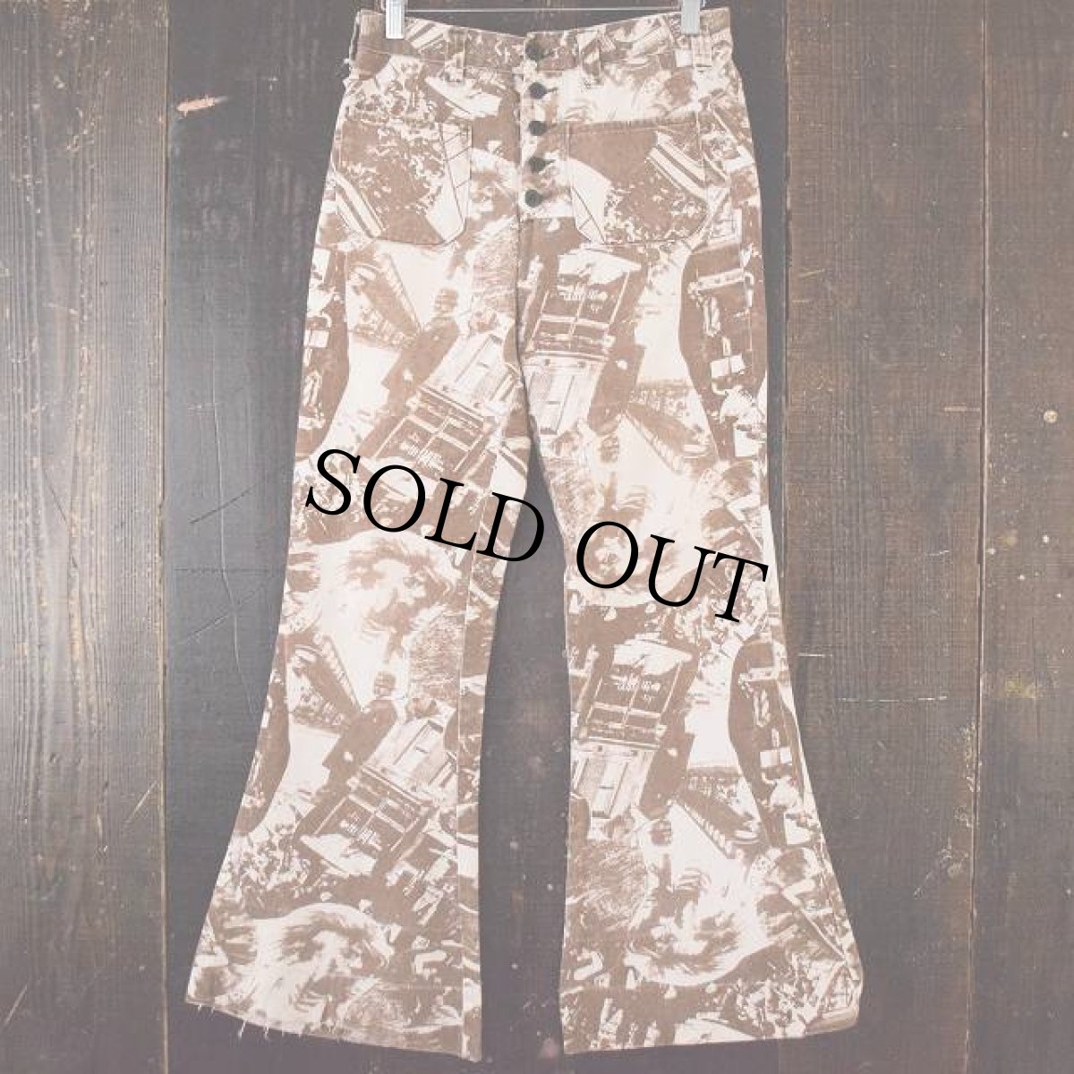 画像2: 70's フォトコラージュセーラーパンツ W28 (2)