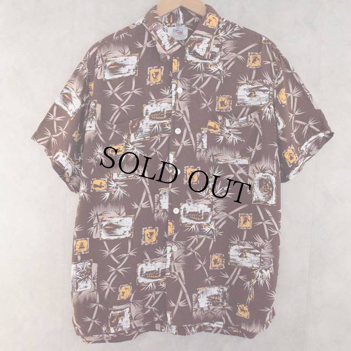 画像1: 50's KAHANAMOKU Rayon Hawaiian Shirt (1)