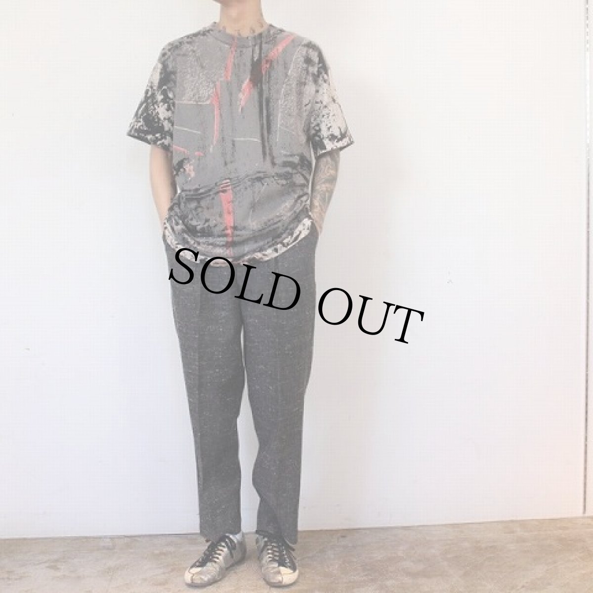 画像6: 90's R.E.M USA製 ブリーチ風大判プリントTシャツ L (6)