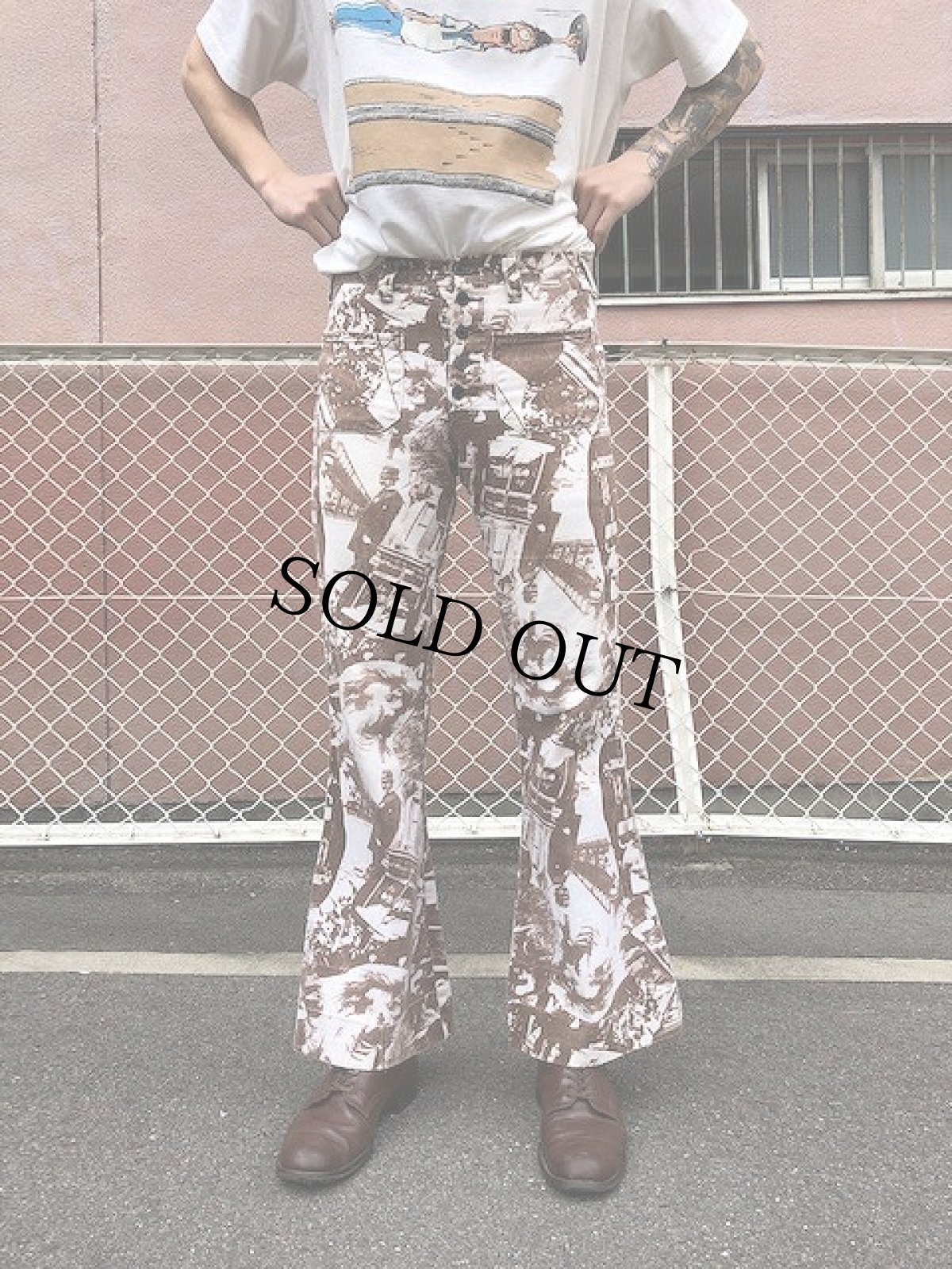 画像8: 70's フォトコラージュセーラーパンツ W28 (8)