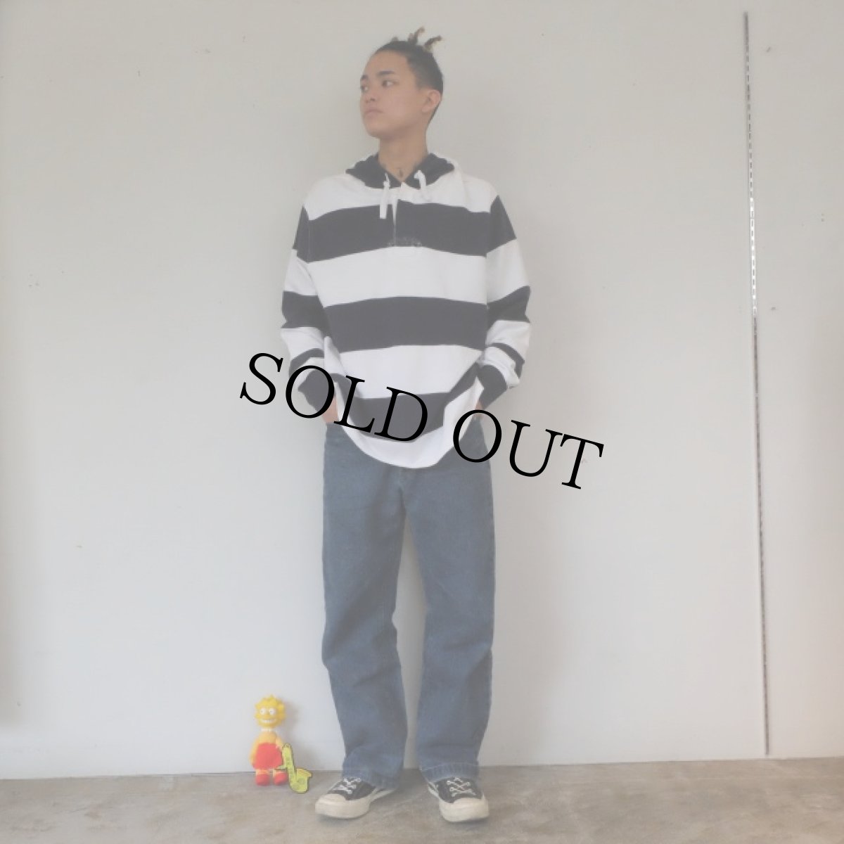 画像5: POLO Ralph Lauren ボーダー柄 フード付きラガーシャツ XL (5)