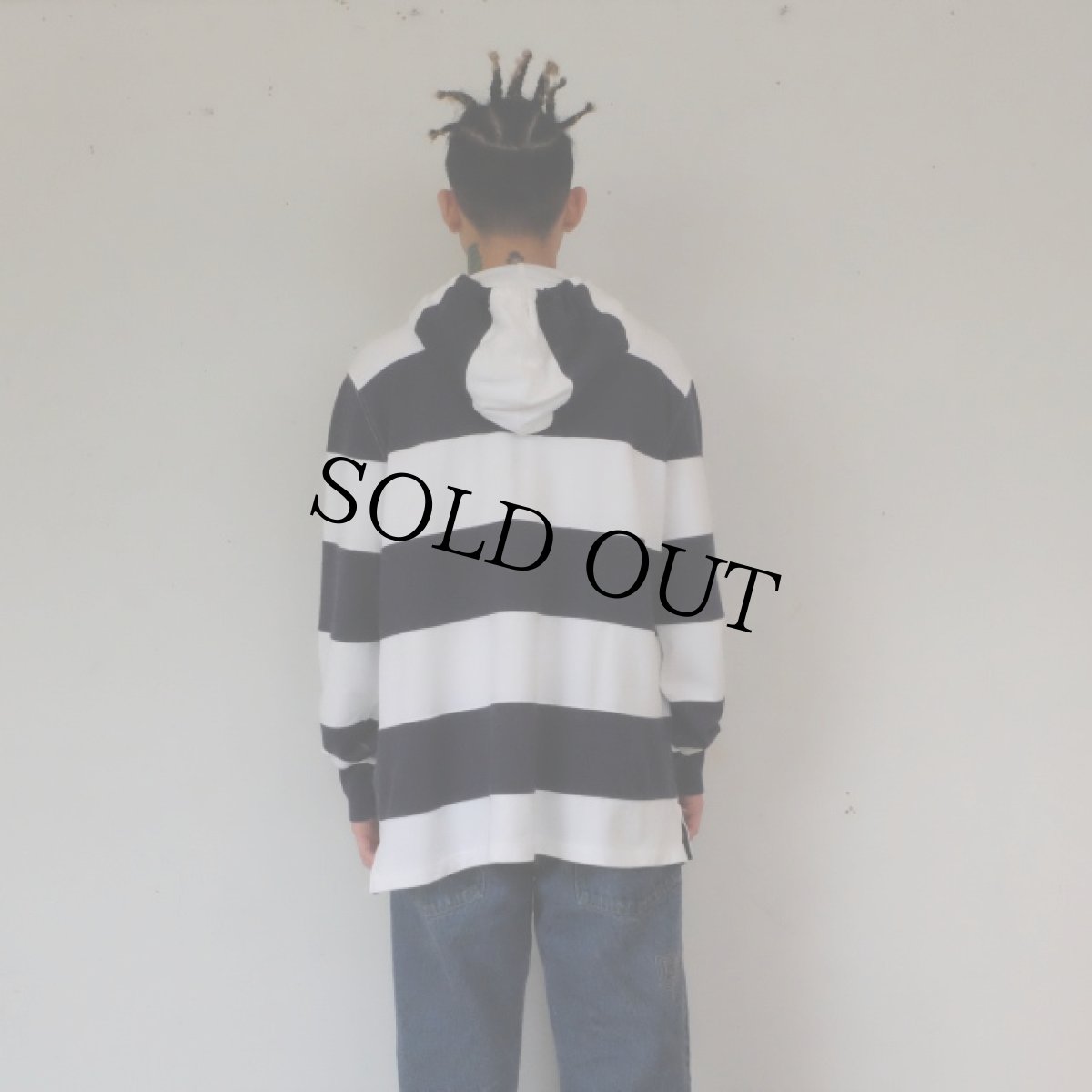 画像4: POLO Ralph Lauren ボーダー柄 フード付きラガーシャツ XL (4)