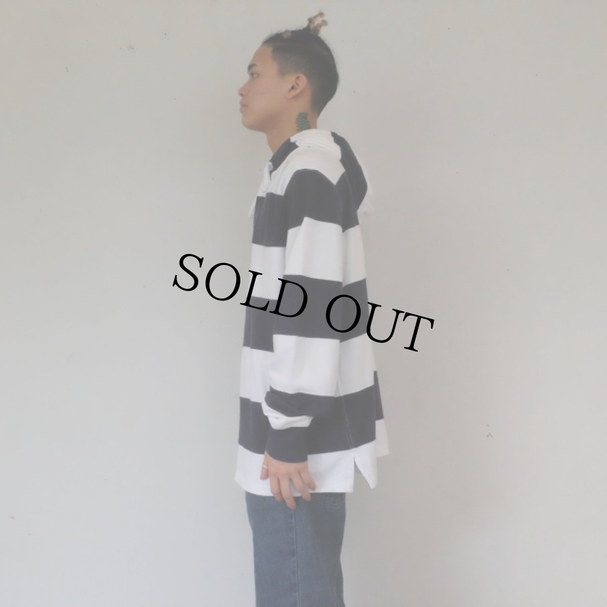 画像3: POLO Ralph Lauren ボーダー柄 フード付きラガーシャツ XL (3)