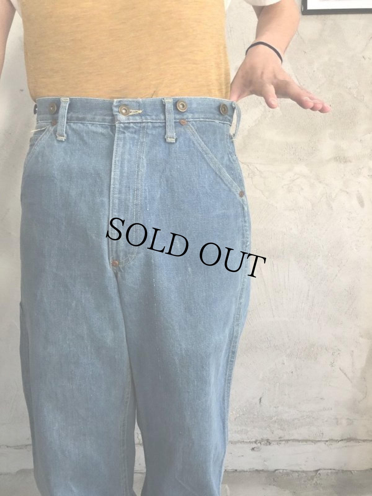 画像9: 70's Lee 77 BOSS OF THE ROAD サスペンダーボタン付きデニムペインターパンツ (9)