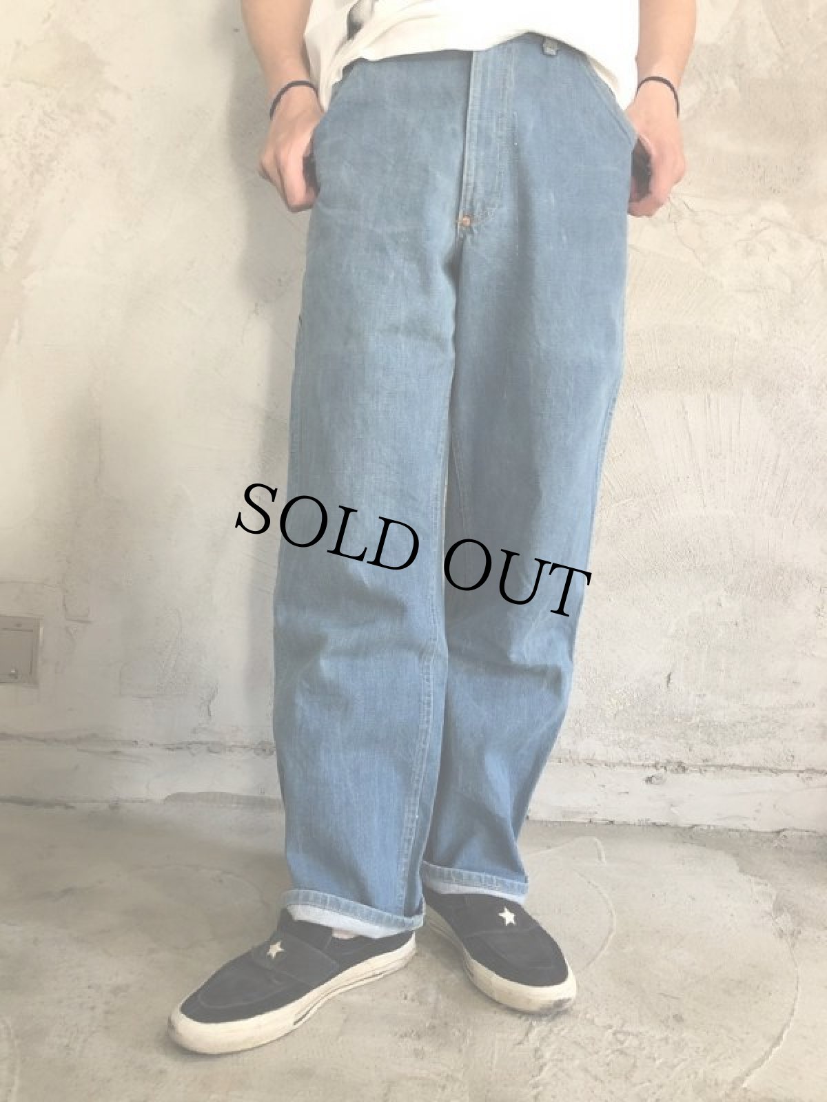 画像3: 70's Lee 77 BOSS OF THE ROAD サスペンダーボタン付きデニムペインターパンツ (3)