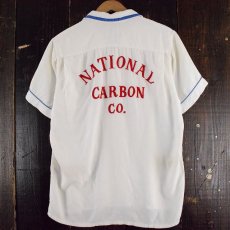 画像1: 60's "NATIONAL CARBON CO." チェーンステッチ ボーリングシャツ M (1)