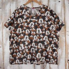 画像1: Disney "MICKEY MOUSE" 総柄ホスピタルシャツ XL (1)