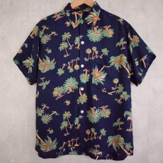 画像1: 50's ROYAL PALM "Palm Tree" Rayon Hawaiian Shirt M (1)