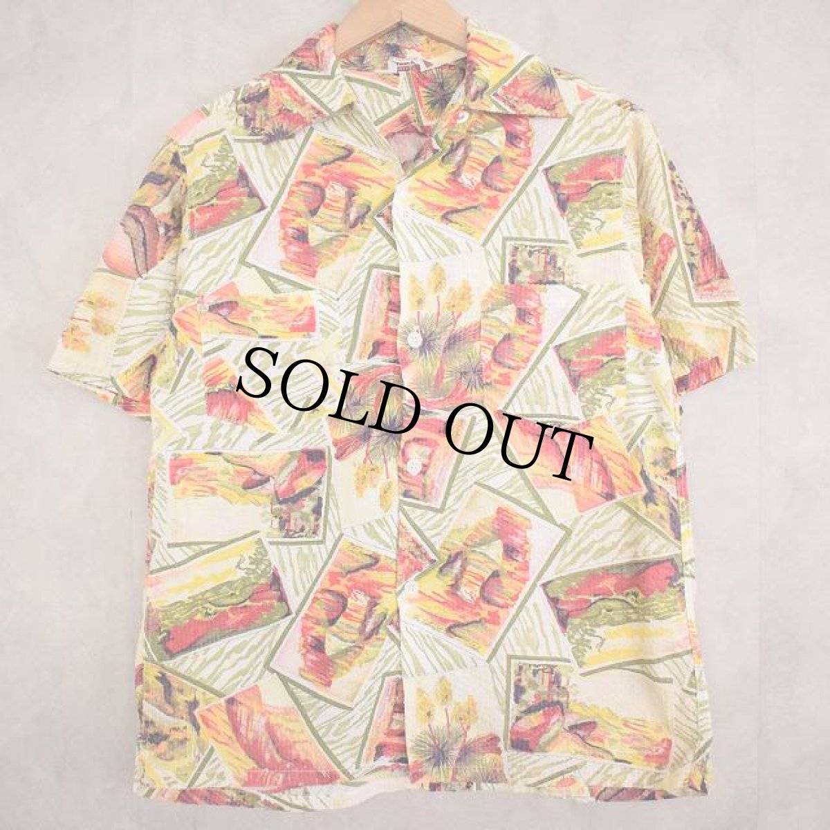 画像1: 50's PENNY'S TOPFLIGHT Seersucker Hawaiian Shirt S (1)