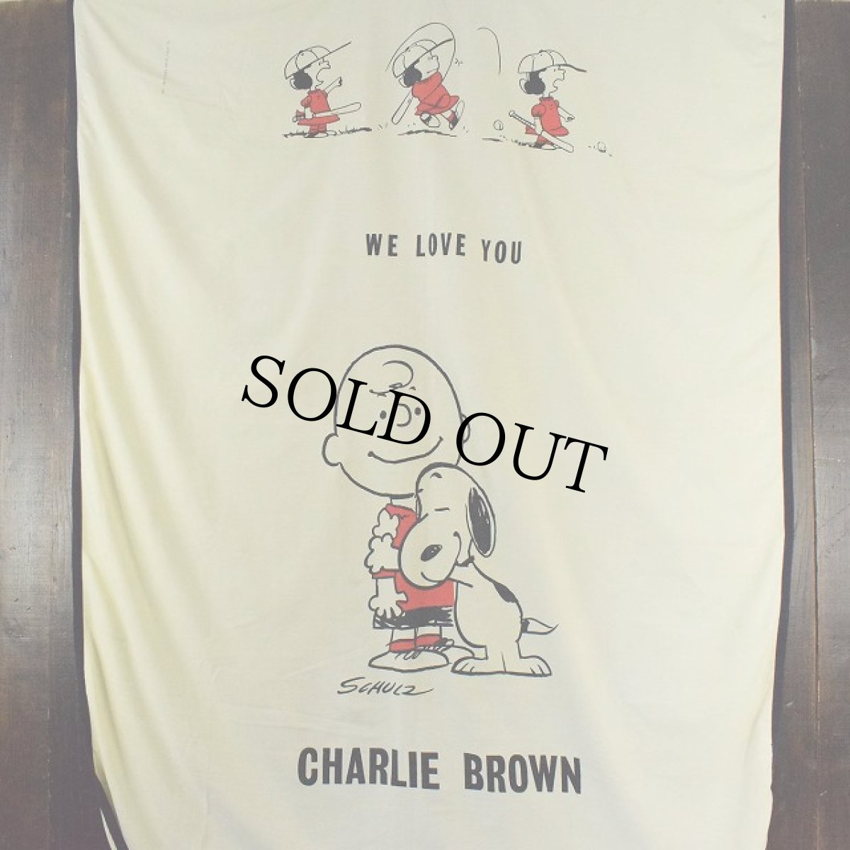 画像1: VINTAGE "WE LOVE YOU CHARLIE BROWN" ベッドシーツ (1)