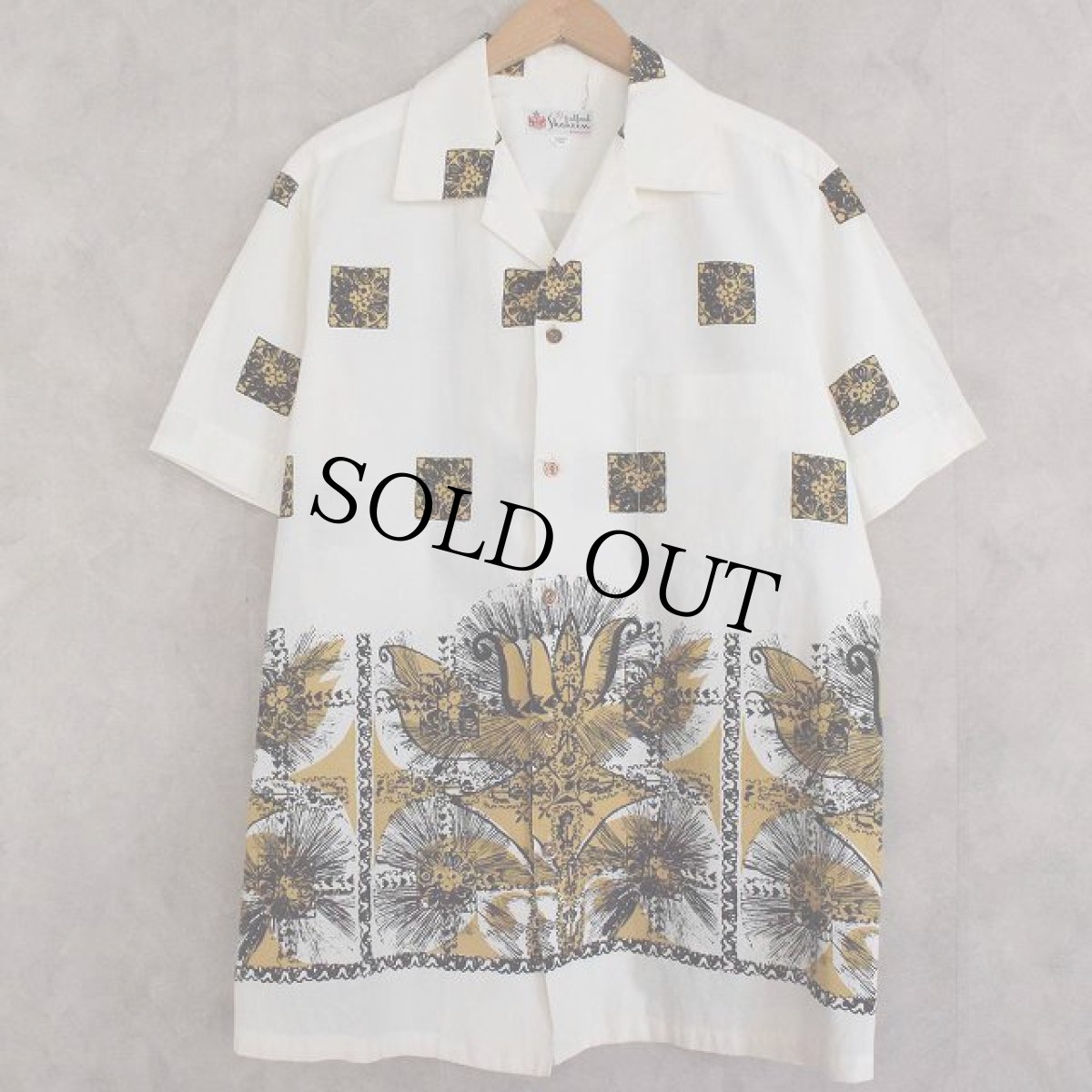 画像1: 60's Alfred Shaheen Cotton Hawaiian Shirt L (1)