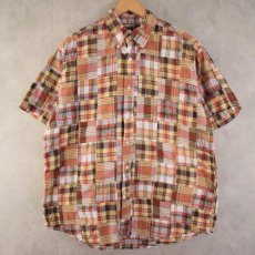 画像1: BrooksBrothers インディアンマドラス Patchwork Shirt L (1)