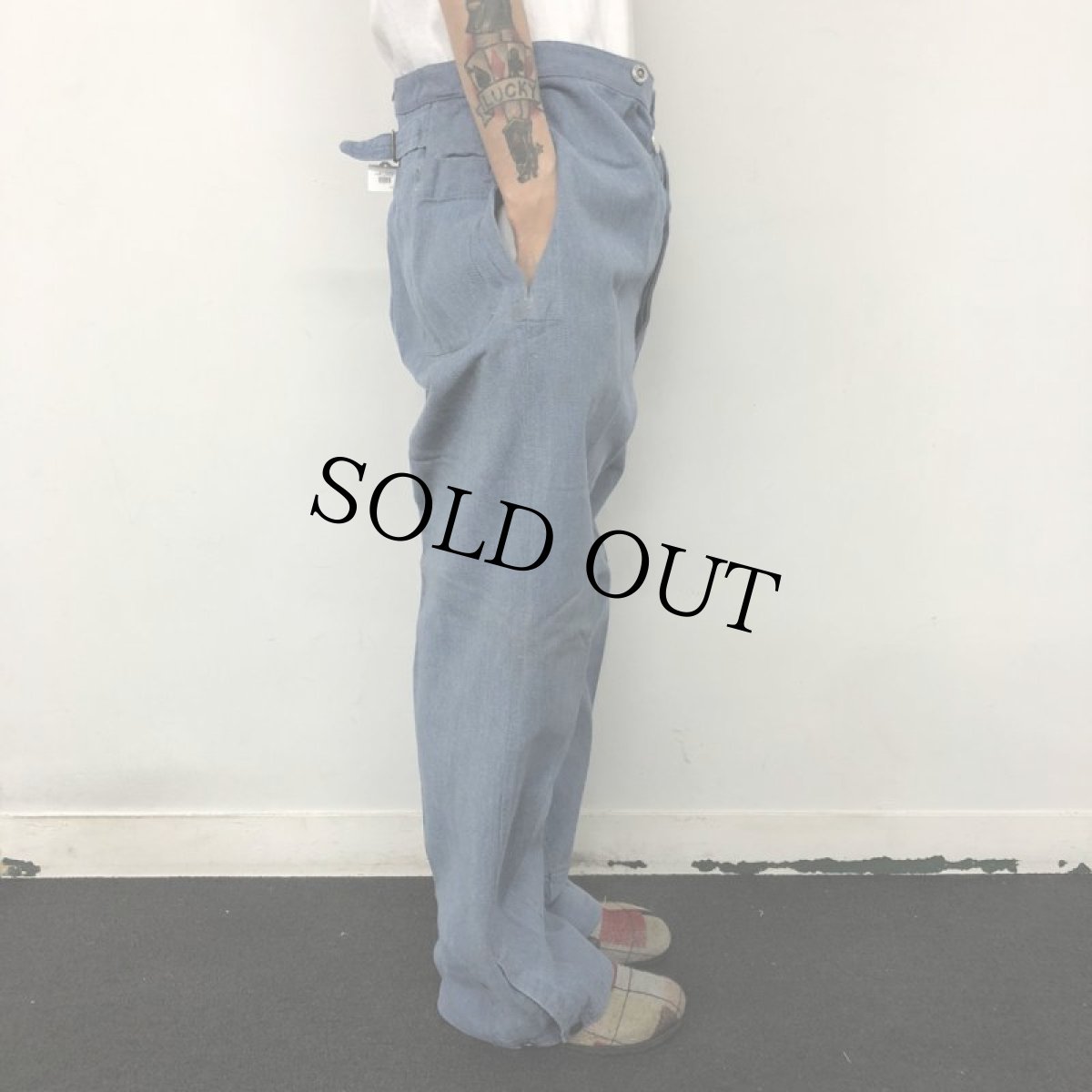 画像3: 40〜50's Swiss army Military denim pants W36 (3)