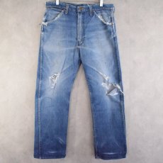 画像1: 60's Wrangler USA製 13MWZ 斜めベル Denim pants W33 (1)