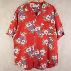 画像1: BANANA REPUBLIC ハイビスカス柄 Rayon hawaiian shirt L (1)