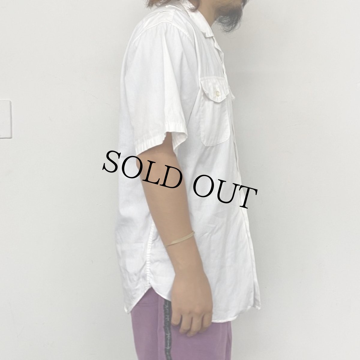 画像4: 50〜60's "skipper" White Cotton Open-Collar Shirt (4)