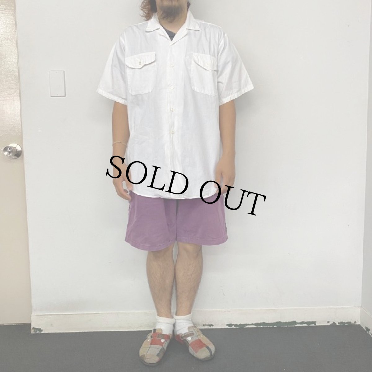 画像2: 50〜60's "skipper" White Cotton Open-Collar Shirt (2)
