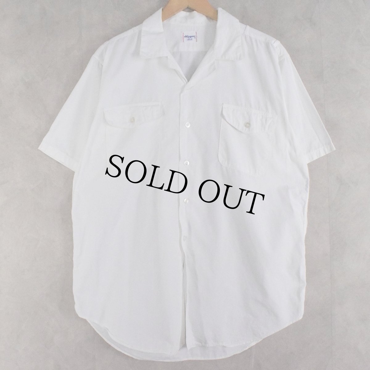 画像1: 50〜60's "skipper" White Cotton Open-Collar Shirt (1)