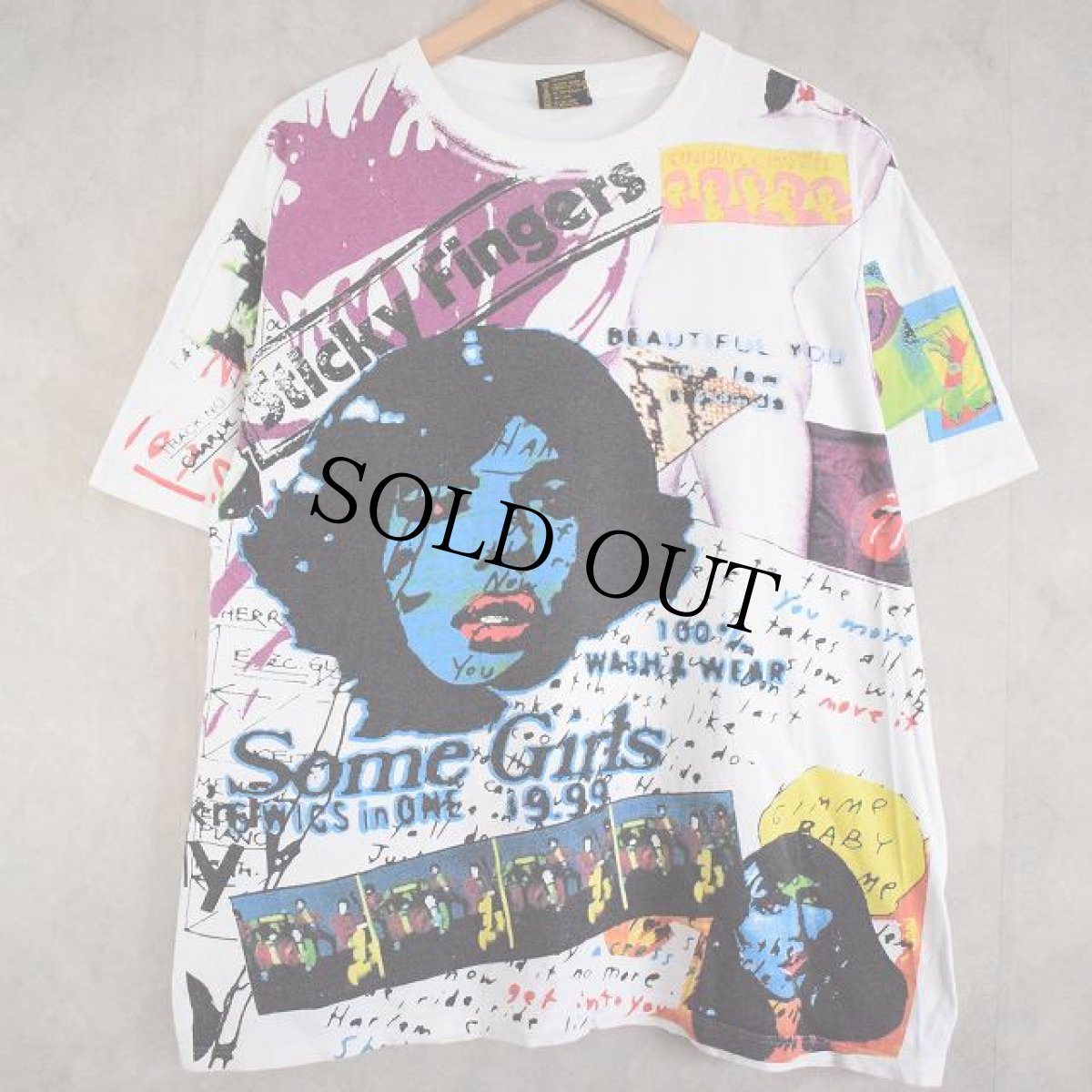 画像1: 〜90's The Rolling Stones USA製 "SOME GIRLS" マルチプリント ロックバンドT-shirt XL (1)