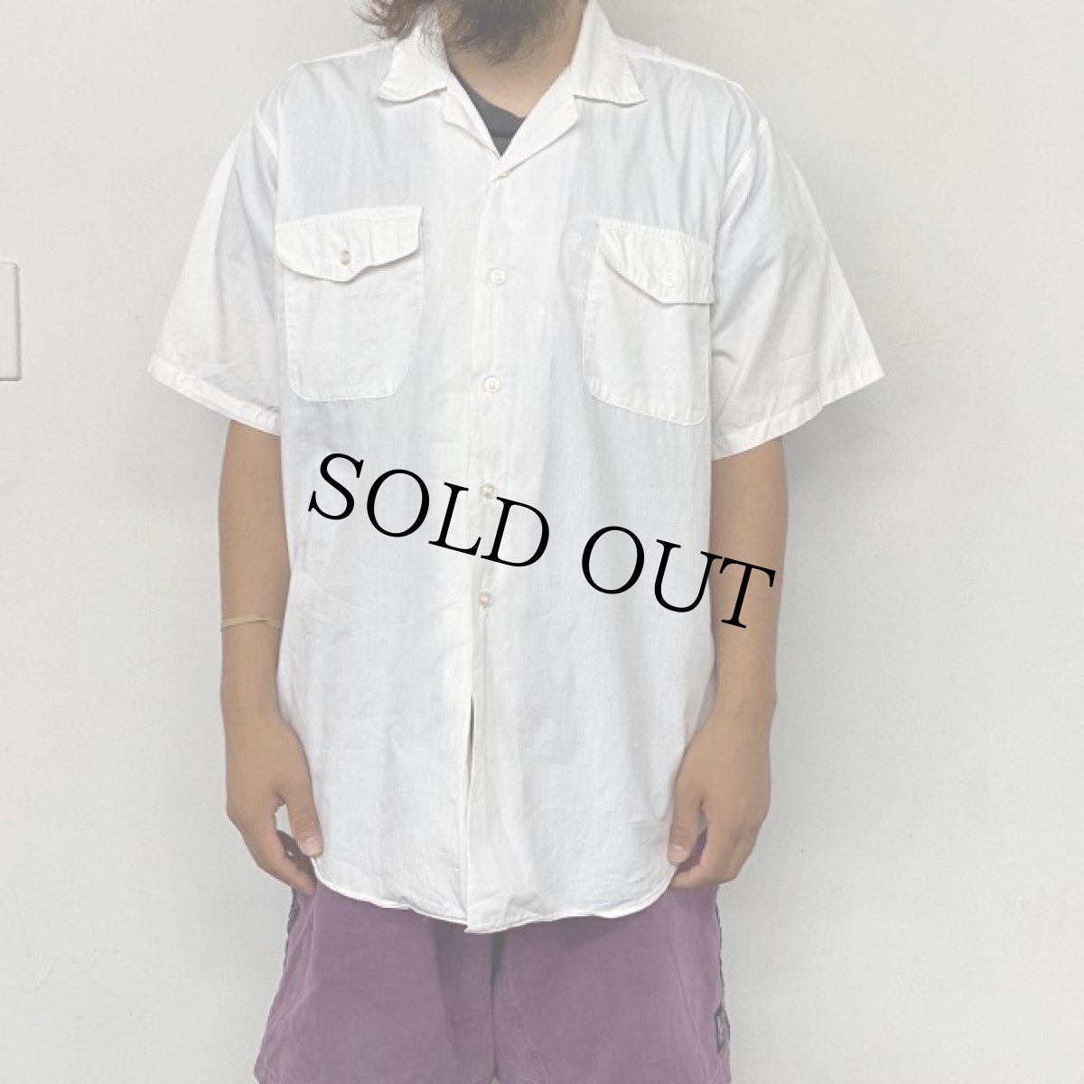 画像3: 50〜60's "skipper" White Cotton Open-Collar Shirt (3)