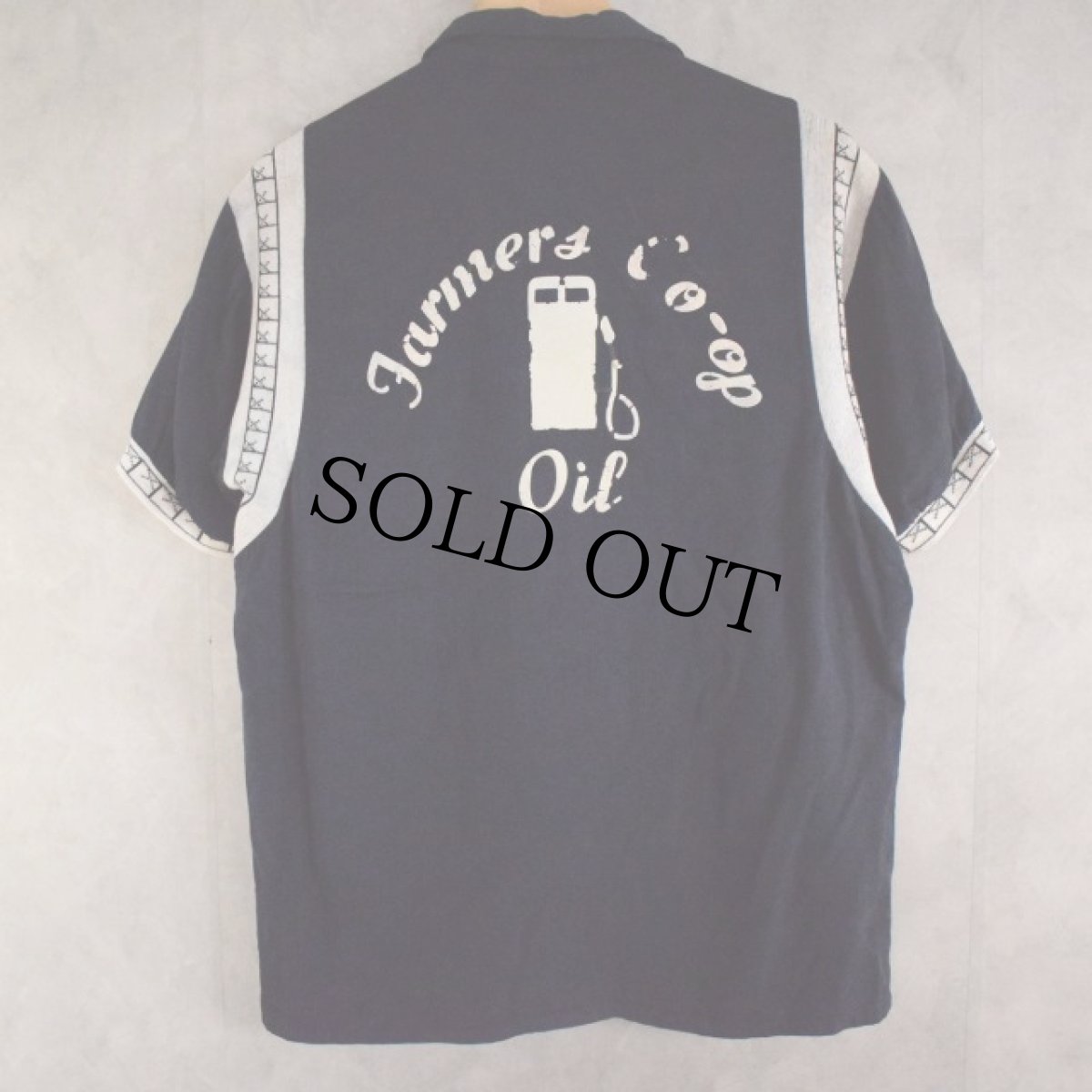 画像1: 50〜60's Air flo "Jarmers Co-op Oil" フロッキープリント Bowling Shirt (1)