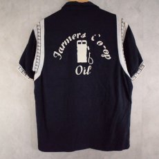 画像1: 50〜60's Air flo "Jarmers Co-op Oil" フロッキープリント Bowling Shirt (1)