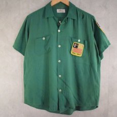 画像2: 60's The Topp Score チェーン刺繍×パッチ付き Bowling Shirt M (2)