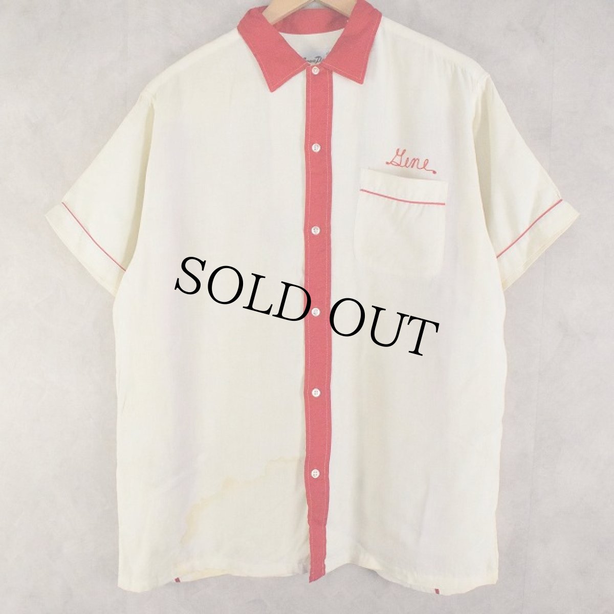 画像2: 50's Crown Prince チェーン刺繍 ボーリングシャツ L (2)