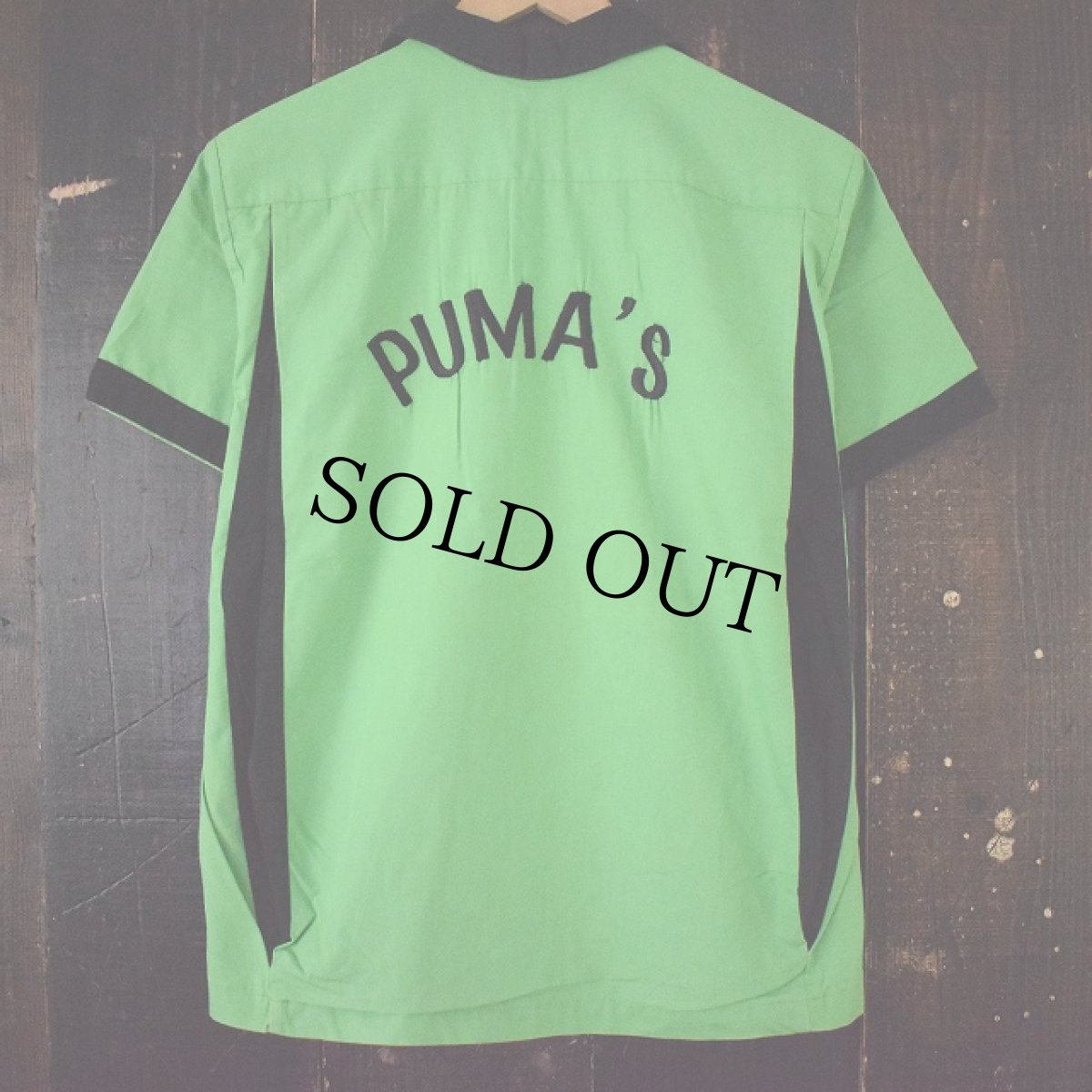 画像2: 60's Lanor CANADA製 "PUMA'S" パッチ付きボーリングシャツ M (2)