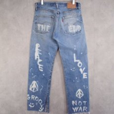 画像2: 70's LEVI'S 501 66後期 ハンドペイント デニムパンツ W31 (2)