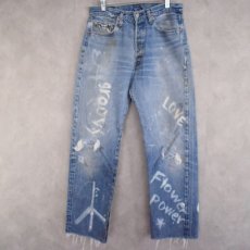 画像1: 70's LEVI'S 501 66後期 ハンドペイント デニムパンツ W31 (1)