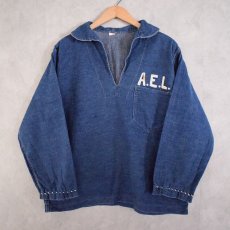 画像1: 30〜40's U.S.NAVY Shawl Collar Pullover Denim Jacket (1)