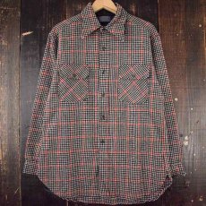 画像1: 60's PENDLETON USA製 チェック柄ウールシャツ L (1)