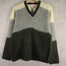 画像1: 60〜70's Mt.Alba Knitwear ボーダー柄 モヘアニットセーターM (1)