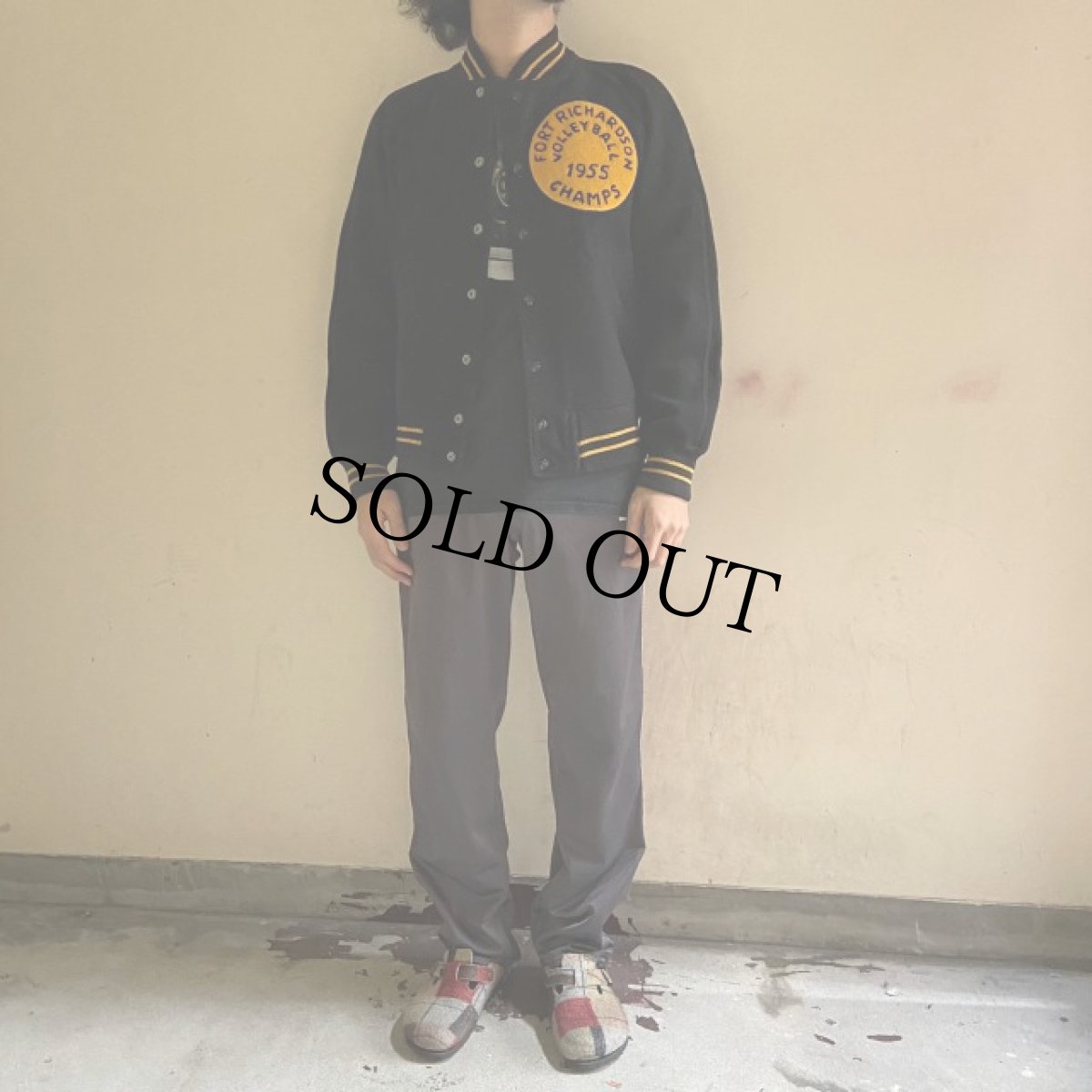 画像2: 50's Wilson USA製 ワッペン付き ウールボタンスタジャン 36 (2)