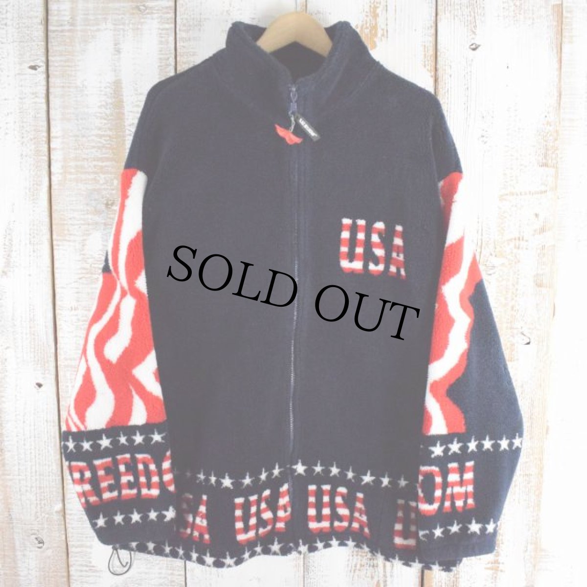 画像2: BLACK MOUNTAIN USA製 星条旗柄 フリースジャケット XL (2)