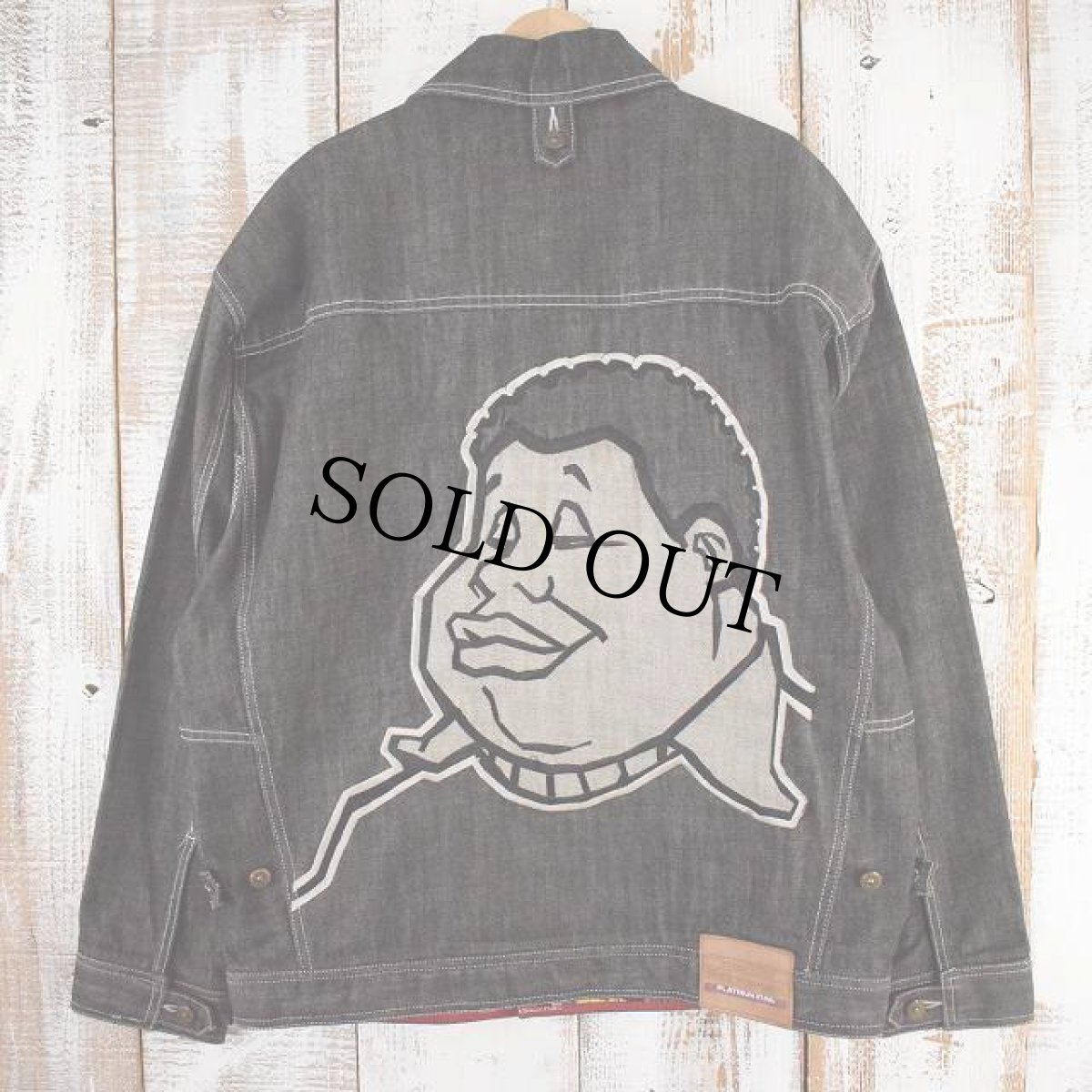 画像2: PLATINUM FUBU "Fat Albert" キャラクター刺繍 デニムジャケット L (2)
