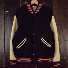 画像1: VINTAGE レザー×ウール スタジャン (1)