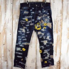 画像1: Bizzrad "Reworked Momotaro denims" クラストデニムパンツ W35 (1)