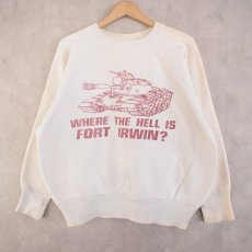 画像1: 50〜60's "WHERE THE HELL IS FORT IRWIN?" 染み込みプリントスウェット (1)