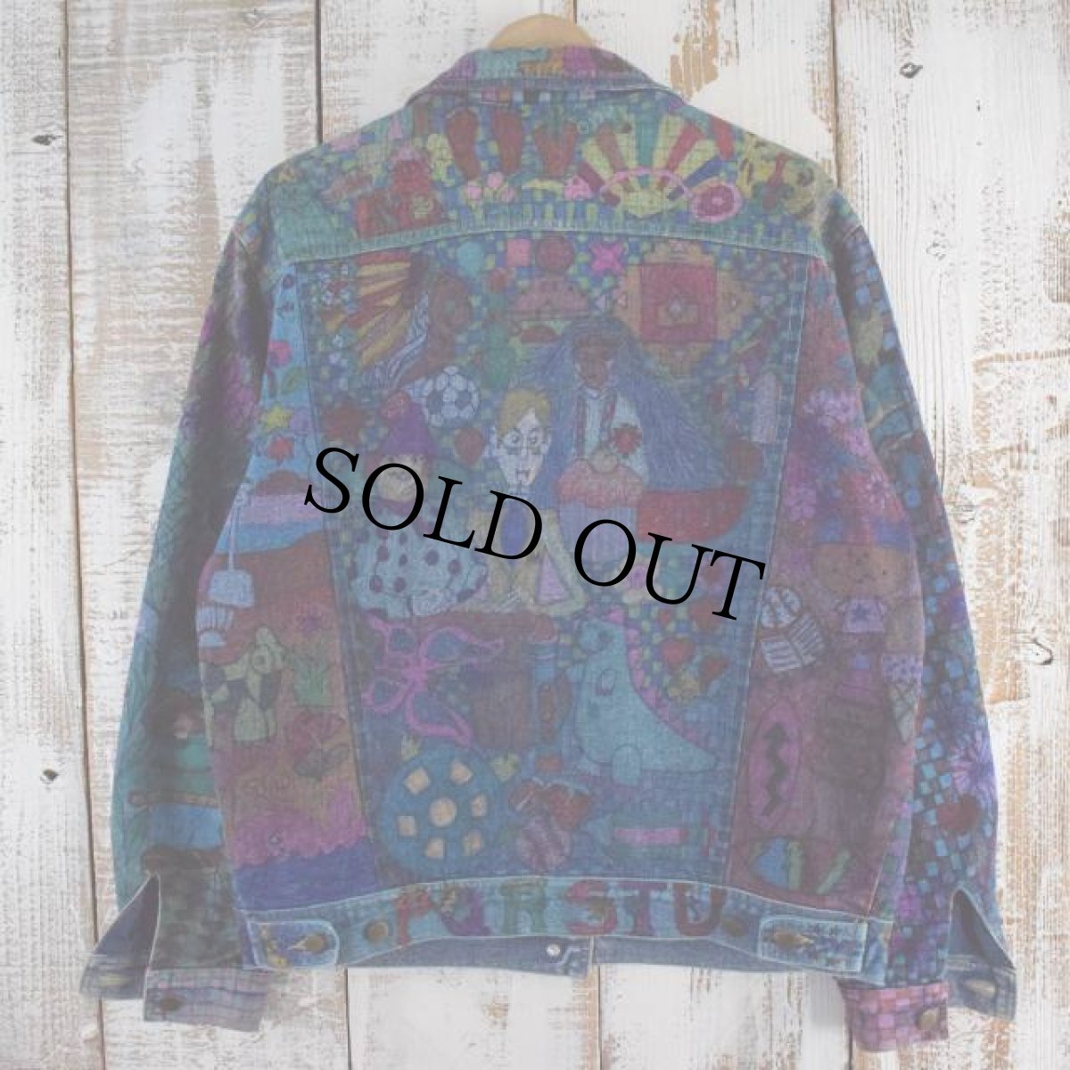 画像2: ハンドペイント 裏地付きデニムジャケット M (2)