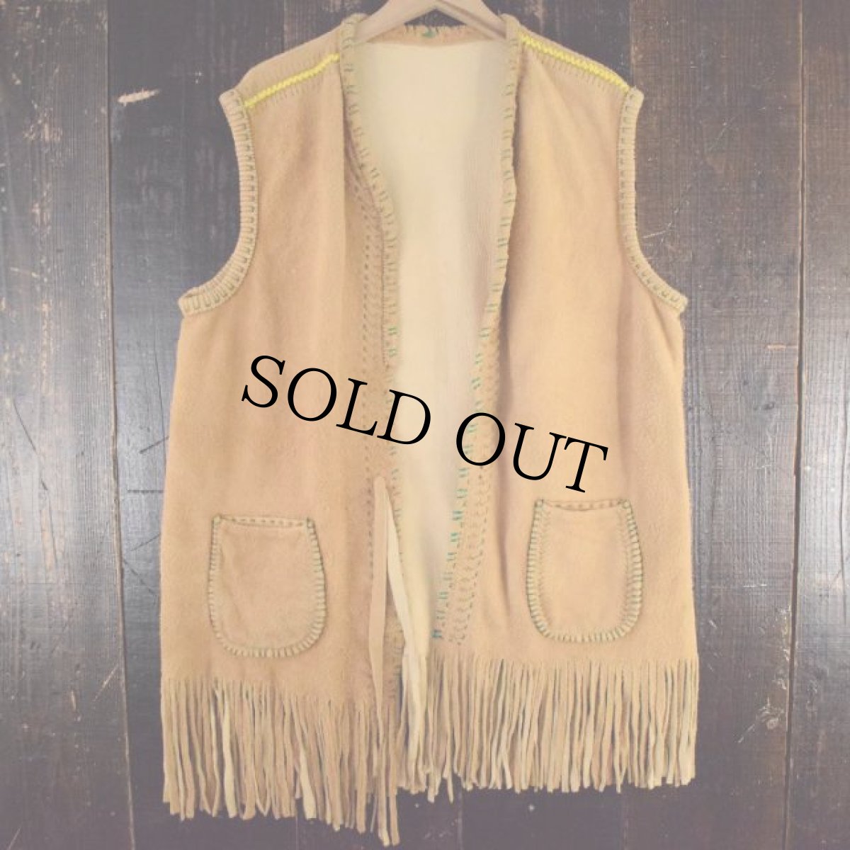 画像2: ラムバックスキン フリンジ リメイクベスト (2)