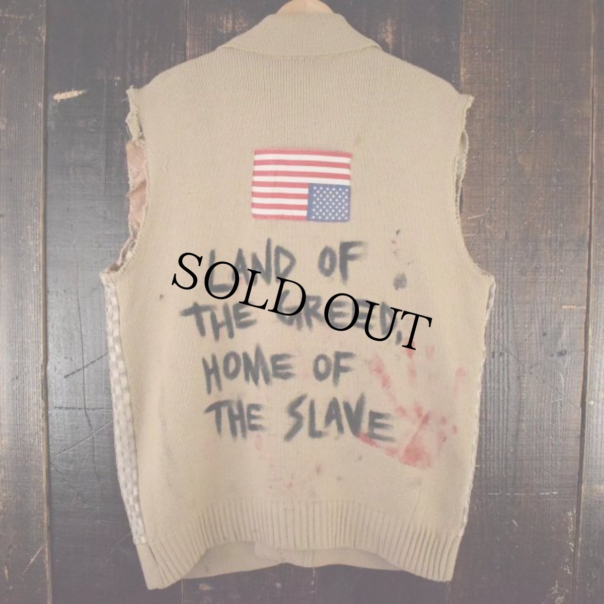 画像2: 80's Handmade Punk custom リメイク パッチ&ペイント ニット×レザーベスト (2)